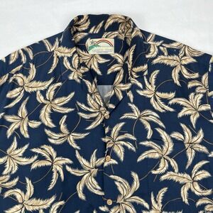Paradise Found Hawaiian Shirt XL Blue Palm‎ Trees Tom Selleck Magnum PI Vtg 80s